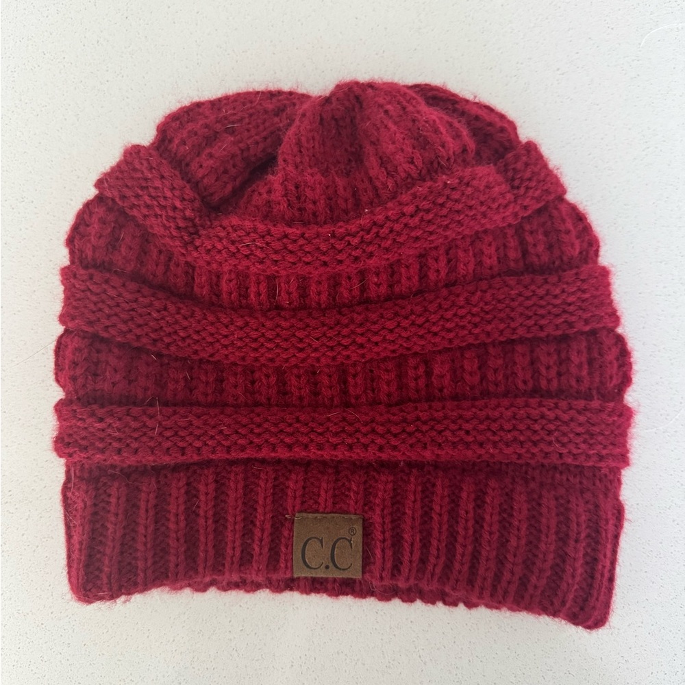 C.C Red Knit Beanie